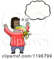 Cartoon Of An African American Man And A Rainbow Thinking Royalty Free Vector Illustration