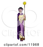 Female Princess Holding A Smiley Face Staff Clipart Illustration