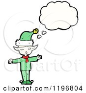 Cartoon Of A Christmas Elf Thinking Royalty Free Vector Illustration