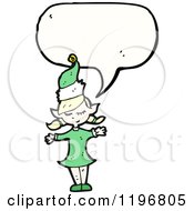 Cartoon Of A Christmas Elf Speaking Royalty Free Vector Illustration