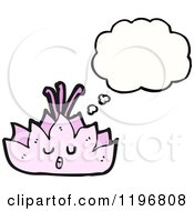 Cartoon Of A Pink Lily Thinking Royalty Free Vector Illustration by lineartestpilot
