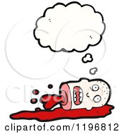 Cartoon Of A Bloody Decapitated Head Thinking Royalty Free Vector Illustration by lineartestpilot