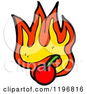 Cartoon Of A Flaming Cherry Design Element Royalty Free Vector Illustration by lineartestpilot