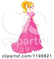 Poster, Art Print Of Pretty Princess In A Pink Gown Looking Back Over Her Shoulder