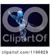 Clipart Of A 3d Male Body With Visible Central Nervous System With A Visible Brain On Black Royalty Free CGI Illustration by Mopic