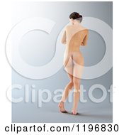 Poster, Art Print Of Rear View Of A 3d Nude Woman On Gray