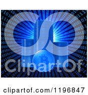 Clipart Of 3d Stacks Of Bit Coins In A Binary Vortex With Bright Light Royalty Free CGI Illustration