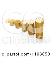 3d Stacks Of Golden Bit Coins On White