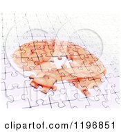 Poster, Art Print Of 3d Jigsaw Puzzle Of A Brain One Piece Disconnecting Symbolizing Memory Loss