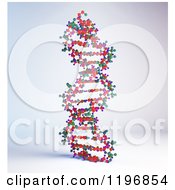 Clipart Of A 3d Detailed DNA Strand Over Shading Royalty Free CGI Illustration