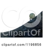 Poster, Art Print Of 3d Man Pushing A Giant Money Ball Up A Hill Over White
