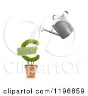 Poster, Art Print Of 3d Watering Can Pouring Over A Euro Symbol Plant