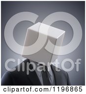 Poster, Art Print Of 3d Anonymous Businessman With A Box Head Over Gray