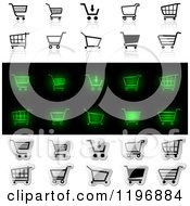 Poster, Art Print Of Black And White And Glowing Green Shopping Carts