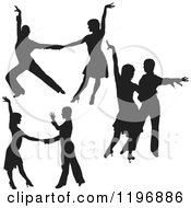Poster, Art Print Of Black Silhouetted Latin Dance Couples 3