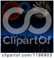 Poster, Art Print Of Silhouetted Crowd Cheering Under Fireworks