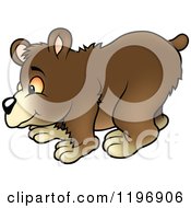 Cartoon Of A Happy Brown Bear In Profile Royalty Free Vector Clipart