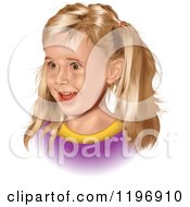Clipart Of A Happy Blond Girl With A Surprised Expression Royalty Free Vector Illustration