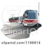 Clipart Of A 3d Tram Way Royalty Free Vector Illustration
