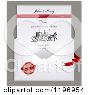 Envelope And Electronic Wedding Invitation With Sample Text And A Carriage