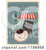 Poster, Art Print Of Retro Distressed Coffee And Paris Poster With Sample Text