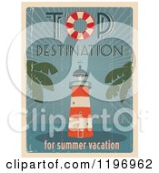 Poster, Art Print Of Retro Distressed Lighthouse Summer Poster With Sample Text