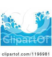 Cartoon Of A Blue Ocean Splash And Surf Background 2 Royalty Free Vector Clipart by visekart