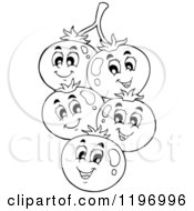 Poster, Art Print Of Happy Outlined Tomatoes On The Vine