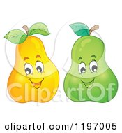 Poster, Art Print Of Happy Yellow And Green Pears