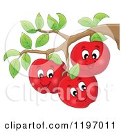 Happy Red Apple Characters On A Tree