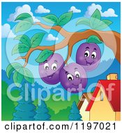 Poster, Art Print Of Happy Plums On The Tree