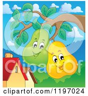 Poster, Art Print Of Happy Pears On A Tree
