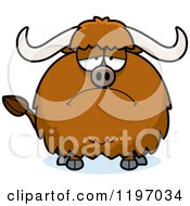 Cartoon Of A Depressed Chubby Ox Royalty Free Vector Clipart