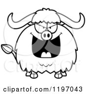 Cartoon Of A Black And White Black And White Evil Chubby Ox Royalty Free Vector Clipart