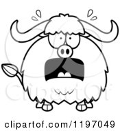 Cartoon Of A Black And White Scared Chubby Ox Royalty Free Vector Clipart