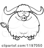 Cartoon Of A Black And White Happy Chubby Ox Royalty Free Vector Clipart