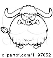 Cartoon Of A Black And White Mad Chubby Ox Royalty Free Vector Clipart