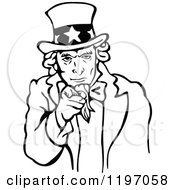Poster, Art Print Of Black And White Uncle Sam Pointing Outwards