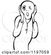 Clipart Of A Black And White Person Screaming Royalty Free Vector Illustration