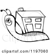 Poster, Art Print Of Black And White Snail With A House Shell