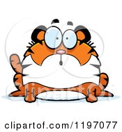 Cartoon Of A Surprised Chubby Tiger Royalty Free Vector Clipart