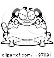 Cartoon Of A Black And White Mad Chubby Tiger Royalty Free Vector Clipart