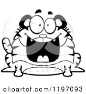 Poster, Art Print Of Black And White Grinning Chubby Tiger