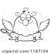 Cartoon Of A Black And White Loving Griffin Royalty Free Vector Clipart