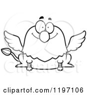 Cartoon Of A Black And White Happy Griffin Royalty Free Vector Clipart