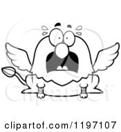 Cartoon Of A Black And White Scared Griffin Royalty Free Vector Clipart