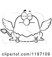 Cartoon Of A Black And White Bored Griffin Royalty Free Vector Clipart