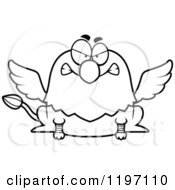 Cartoon Of A Black And White Mad Griffin Royalty Free Vector Clipart
