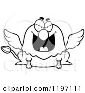 Cartoon Of A Black And White Evil Griffin Royalty Free Vector Clipart