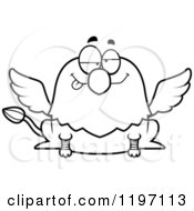 Cartoon Of A Black And White Drunk Or Dumb Griffin Royalty Free Vector Clipart